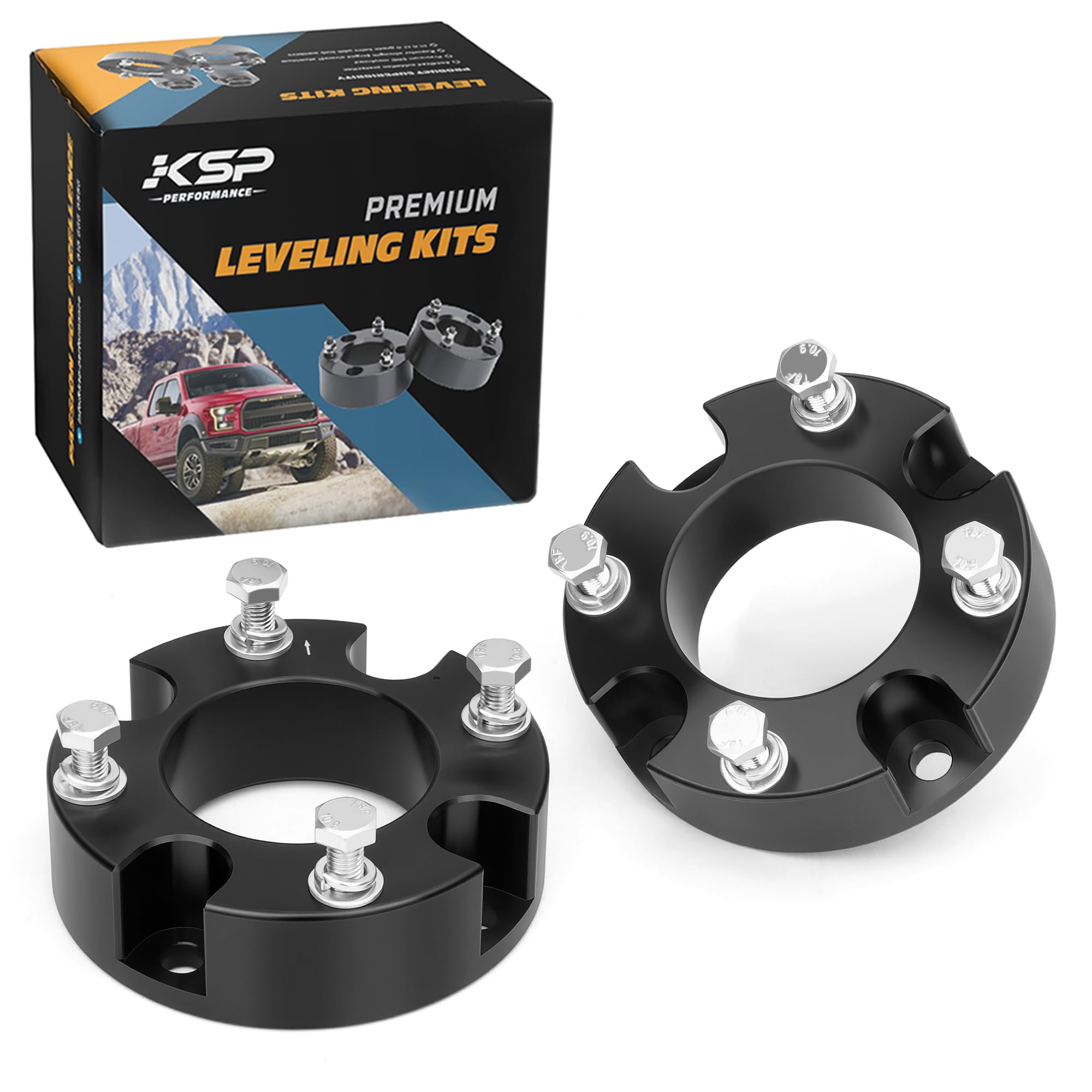 KSP 2.5" Tundra Front Leveling Lift Kits, 2.5 inch Front Strut Spacers Lift Kit for Toyota Tundra 2007-2026 Sequoia 2007-2026 2WD 2X2 4WD 4X4, 2.5in Suspension Level Kit (2PCS Aluminum Lift Spacers) Image