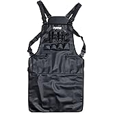 TOKOYA Barber Apron Rig – Faux Leather Stylist Apron with Reinforced Straps, Multi-Functional Pockets, Water-Resistant Material, Ergonomic Design, Tool Organizer - Unisex for Barbers and Stylists