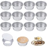 Molain 12 Pcs Round Cake Pans with Removable Bottom, 4 Inch Aluminum Cheesecake Baking Mold Non Stick Leakproof Mini Cakes Tins Trays Bakeware for Dessert Pizzas Quiches Birthday Party Anniversary