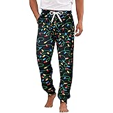 ZenGents Men's Christmas Fleece Jogger Pajama Pant Funny Holiday Graphic Lounge Sleep Pants with Pockets