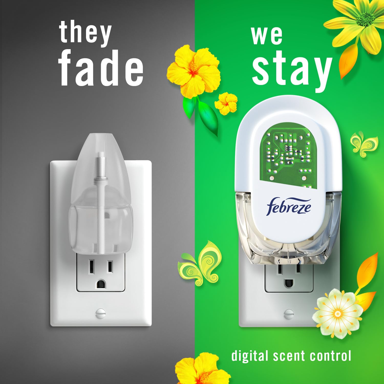 Febreze Odor-Fighting Fade Defy PLUG Air Freshener, Gain Moonlight Breeze, Gain Original, 0.87 fl. oz. Oil Refills, 4 Refills (2 of Each)