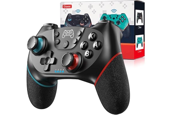 Diswoe Upgraded Wireless Controller for Switch 1/Lite/OLED/Switch 2 Pro Controller for Switch PC Hall Joystick Gamepad Supports Wake up, Gyro Axis, Turbo, Dual Vibration and Screenshot Function