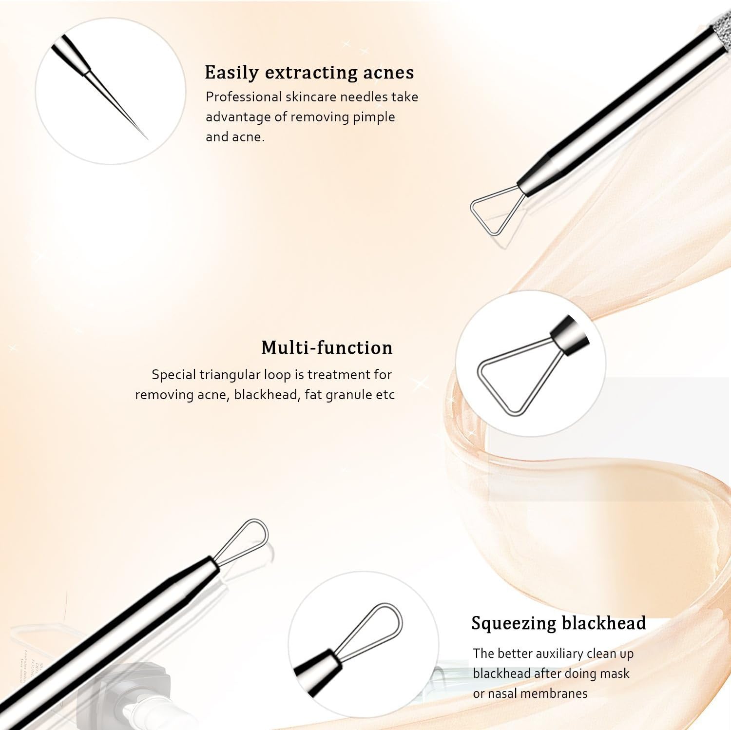 LIVIVO 5pc Blackhead Remover Kit, Safe and Effective for Extracting Blackheads Whiteheads, Comedones, Acne, Pimples, Spots - Image 4