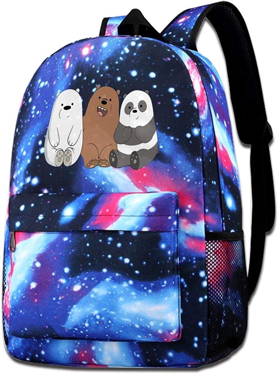 Starry Sky School Backpack,Cool We Bare Bears Travel Backpack Galaxy Bookbag for Kids Boys Girls