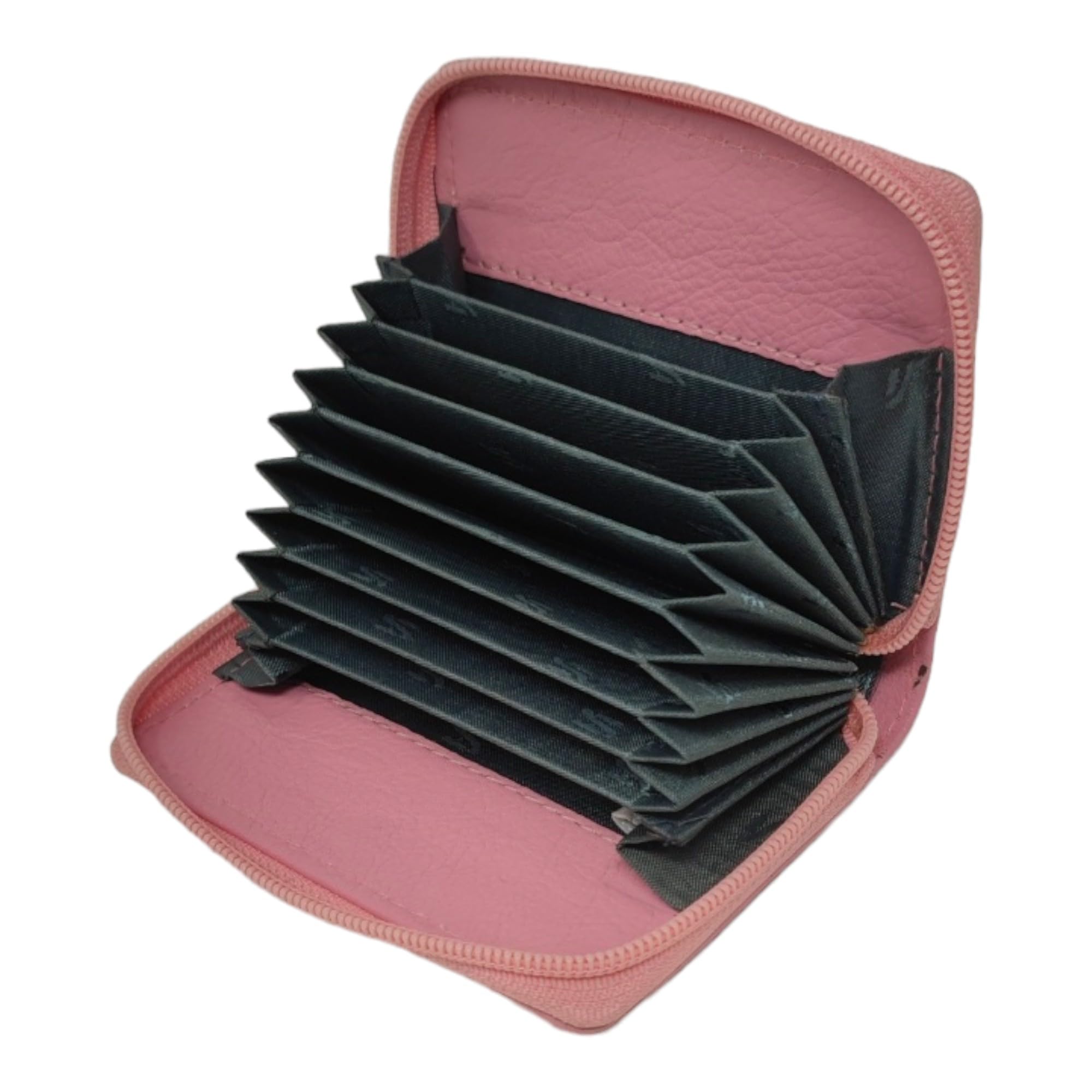 STARHIDE Womens RFID Blocking Small Leather Fan Concertina Palm Credit Card Holder 1234 (Pink)