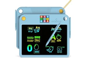 Multifunctional LCD Writing Tablet for 4-9 Kids Dual-Screen Pad（9 Learning Themes） Charging Erasable Board with Extra Stylus 