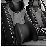 ZNDAW Car Headrest & Lumbar Support Cushion, Ergonomic Memory Foam Car Neck Back Support w/Removable Cover, Universal Breathable Lumbar Cushion Headrest Pillow with Adjusatble Strap (Black)