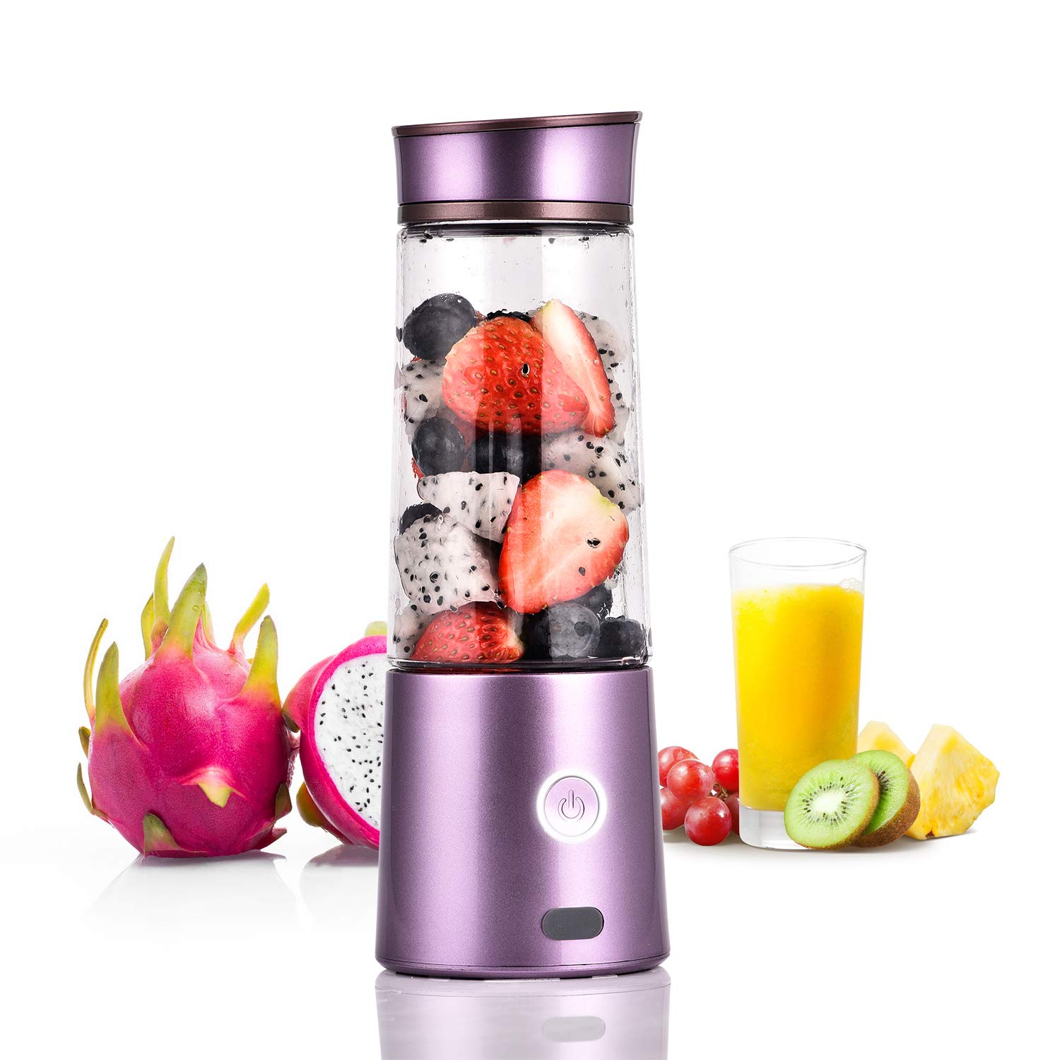 Kacsoo Portable Smoothie Blender, M650 USB Blender for Shakes and Smoothies, Fruit Mixer Juicer Cup, Multifunctional Single Serve Personal Travel Blender, with 5200 mAh Rechargeable Battery, FDA BPA Free (Purple)
