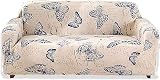 Teynewer 1-Piece Fit Stretch Sofa Cover Butterfly Pattern 2-Seater
