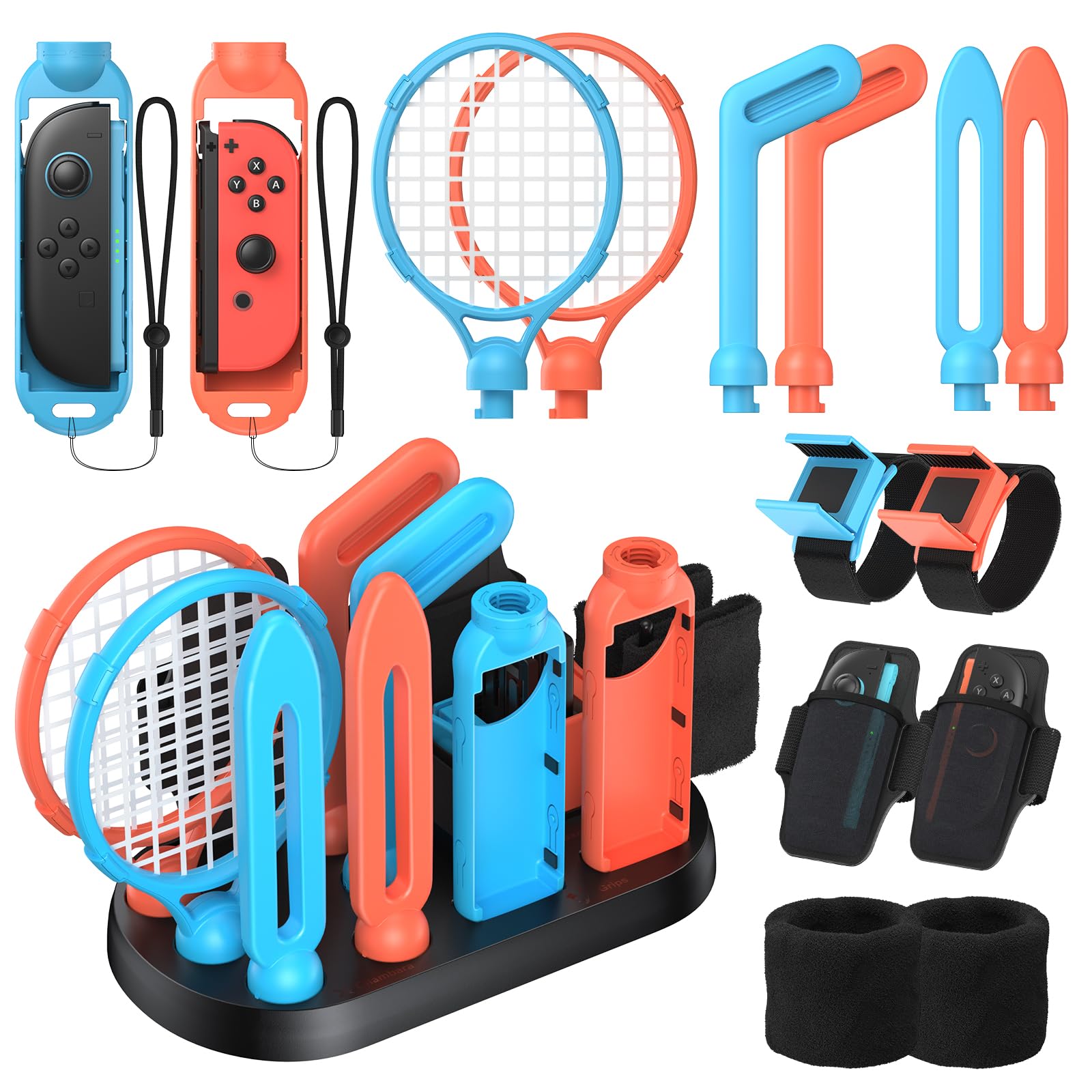 Photo 1 of [Switch 1/2 Compatible] FASTSNAIL Sports Accessories Bundle for Nintendo Switch 2/Switch 1/OLED for Joy-con 2, Storage and Organizer Station for Switch Sports Games, Family Party Pack Kit for Joycon