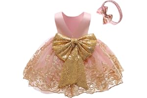 CMMCHAAH 0-6 Years Baby Girls Pageant Lace Embroidery Dresses Toddler Formal Dress with Headwear