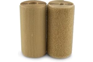 LAKESSTORY 4 Inch Wide Beige Sew on Hook and Loop Tape Non-Adhesive 1 Yd Length Beige Nylon Hook Loop Tape Fabric Fastener Set for Military Form Bags Clothes Shoes Backpacks DIY Craft