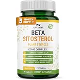 Beta Sitosterol for Men, Prostate Health Support, 500 mg, 90 Tablets | Beta-sitosterol Supplement, Phytosterol Complex with Plant Sterols and Stanols for Lowering Cholesterol, Non-GMO, Made in USA
