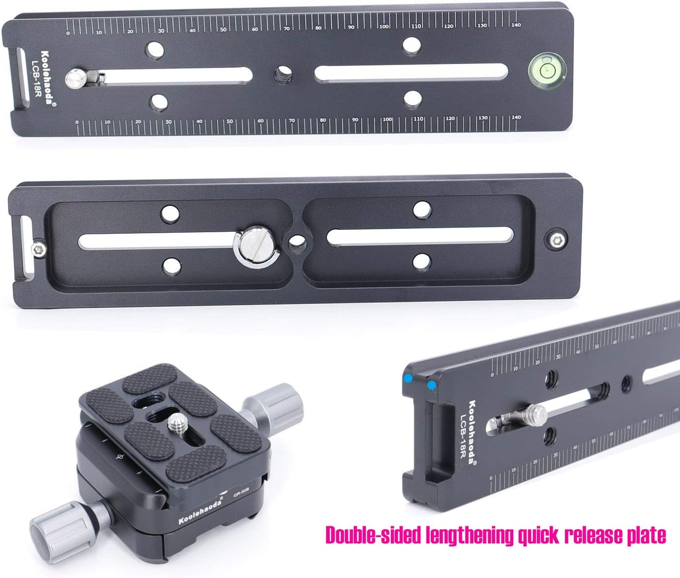 koolehaoda 180mm Quick Release Plate Clamp Rail Nodal Slide Dual Dovetail Camera Bracket Mount with Double-Sided Clamp can be Rotated 90° - Image 5