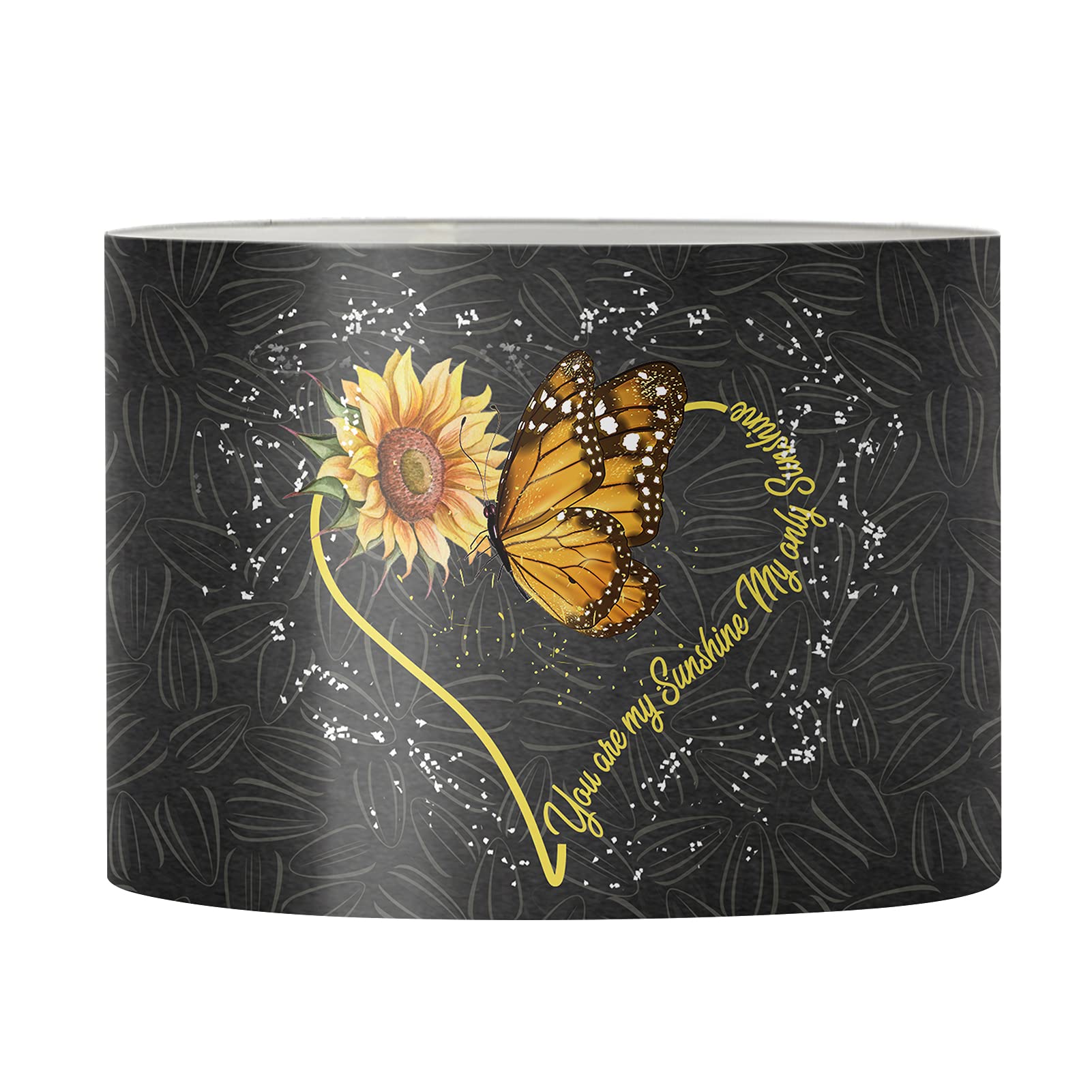 Jeiento Sunflower Butterfly Lamp Shade Barrel Fabric Lampshade for Table Lamp and Floor Light Durable Decoration