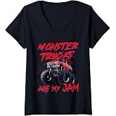 Women's Monster Trucks are My Jam V-Neck T-Shirt