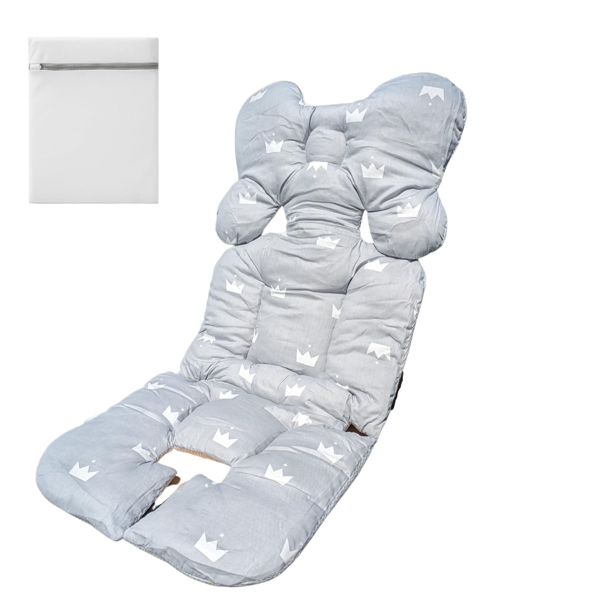 Asway STERLInG 保育のプロ推奨 ベビーカーシート ベビーカークッション 3Dメッシュ通気 コットン 丸洗いOK クラウン柄商品画像