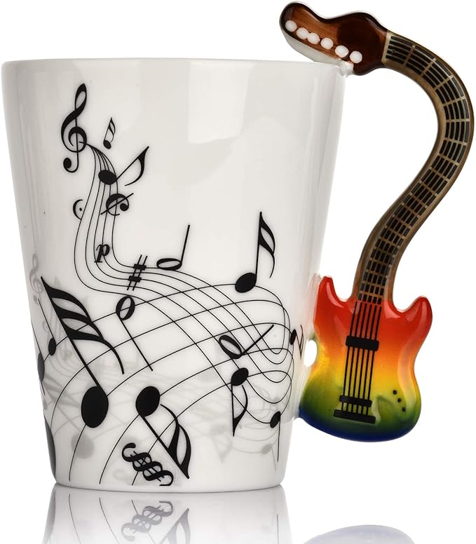 12.9 Oz Guitar Mug Music Note Coffee Mug Ceramic Guitar