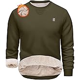 Runhit Men's Crewneck Sweatshirt - Warm Sherpa Lined Fleece Sweatshirts Long Sleeve Thermal Pullover Shirt for Winter