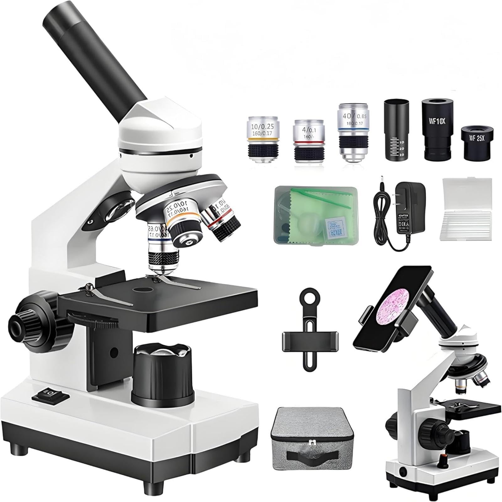 Microscope Kit for Students & Adults,100x-2000x