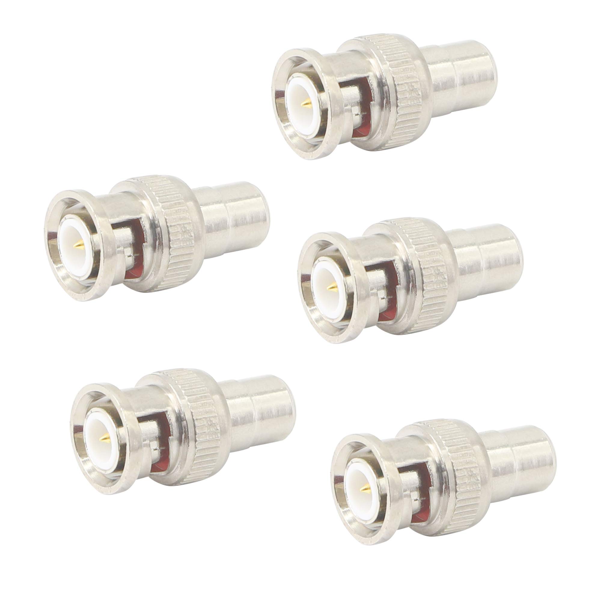 PNGKNYOCN BNC to RCA Adapter BNC Male to AV Phono Female plug Connector，KANGPING for CCTV Camera System（5-pack）