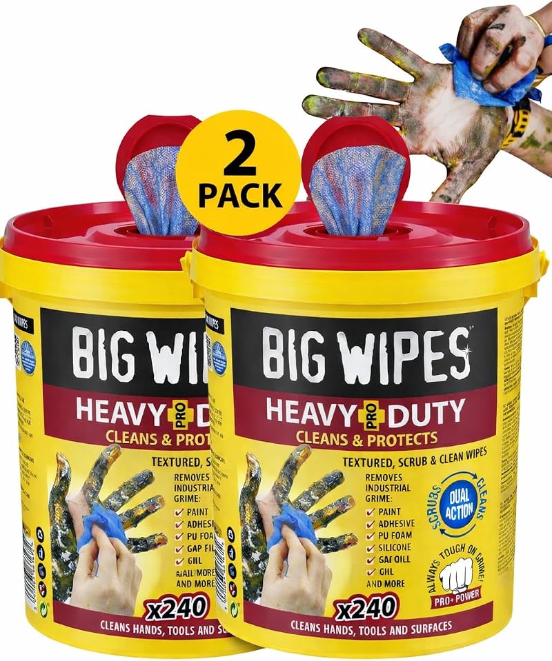 Big Wipes Heavy Duty Pro+ Hand Wipes 2 Buckets 480 Wipes Dual-Sided