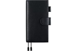 Moterm Leather Cover for Hobonichi Weeks - Fits Hobonichi Weeks/Weeks Mega, with Back Pocket (Pebbled-Black)