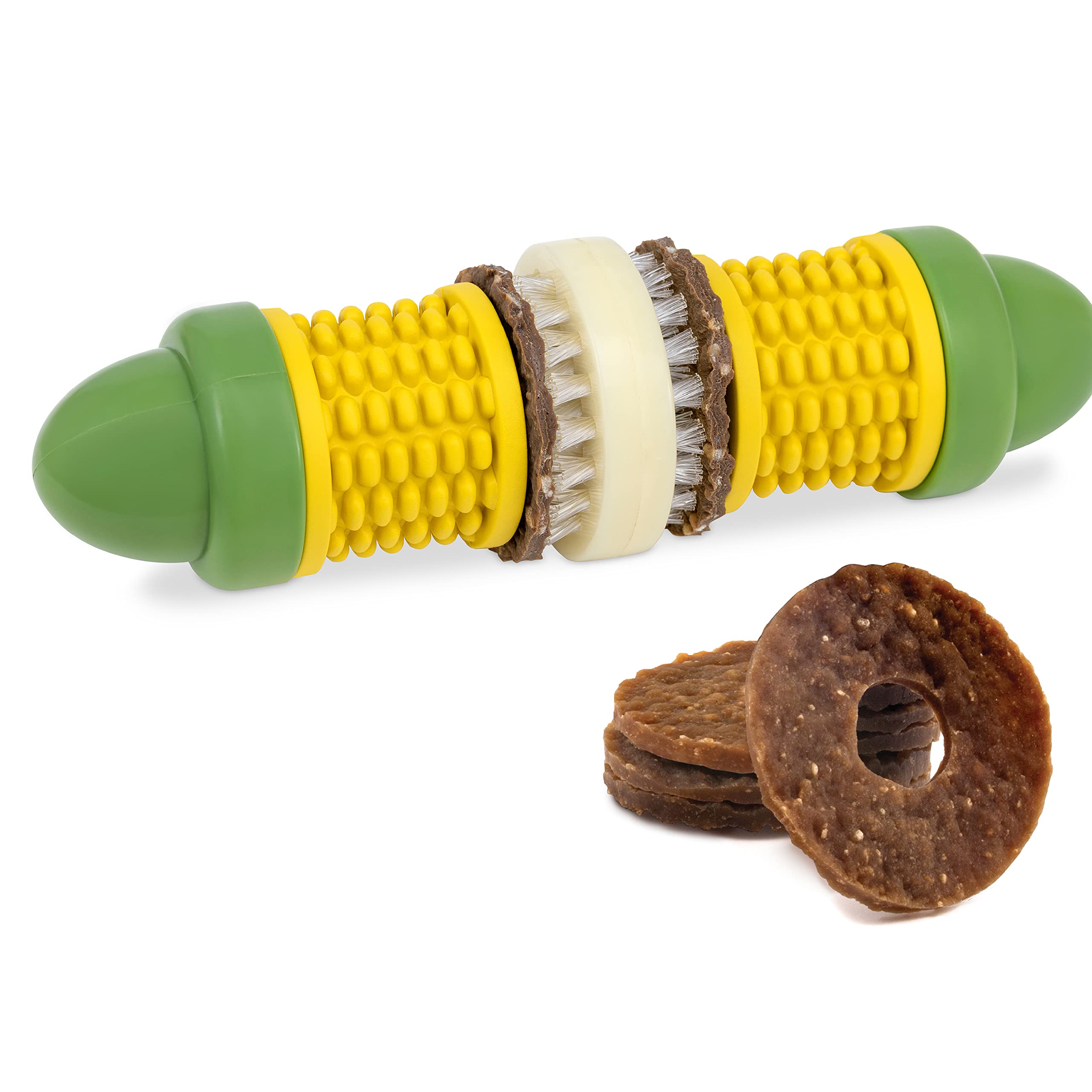 PetSafe Treat Ring Holding Chew Toy, Corn - BPA-free Rubber - Butter Scented - Interactive Pet Puzzle for Boredom or Separation Anxiety - Small to Large Dogs