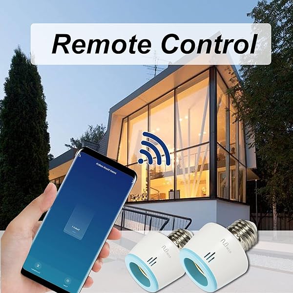 MULS Portalmpara WIFI E27 Inteligente con interruptor inalmbricoCompatible con Alexa Google HomeControl de voz y grupoAdaptador de bombilla WiFi con temporizador de cuenta regresiva2 pack