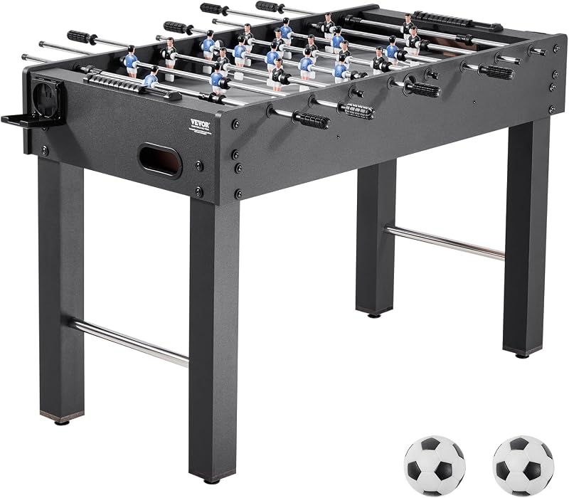 Table de Baby-Foot de Taille Standard de 121,2 cm, Jeu Football de Table Intérieur, Kit Complet avec 2 Balles, Tableau de Score et 2 Porte-gobelets, pour Maison, Famille, Salle de Jeux, Bar