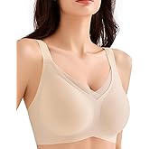Yadalky Wireless Comfy Bra for Women, V Mesh Full Coverage T-Shirt Bra Supportive Bralette No Underwire Seamless Sports Bras