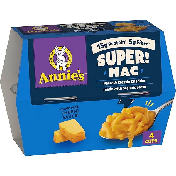 ANNIE’S SUPER! MAC MICROWAVE PASTA AND CLASSIC CHEDDAR CUPS, 4 CT, 11.44 OZ