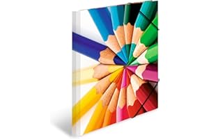HERMA 19231 Sammelmappe DIN A3 Impressions Stifte, stabile Pappe, Ordnungsmappe mit farbig bedruckten Innenklappen und Gummizug, Zeichenmappe für Kinder, Mädchen und Jungen
