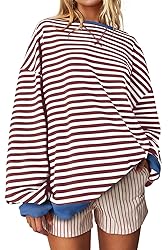 UEU Womens Oversized Colorblock Sweatshirt Casual