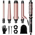 Wavytalk 5 in 1 Interchangeable Ceramic Curling Iron Set with Thermal Brush, 0.5"-1.5" Barrels, Instant Heat Up, Dual Voltage