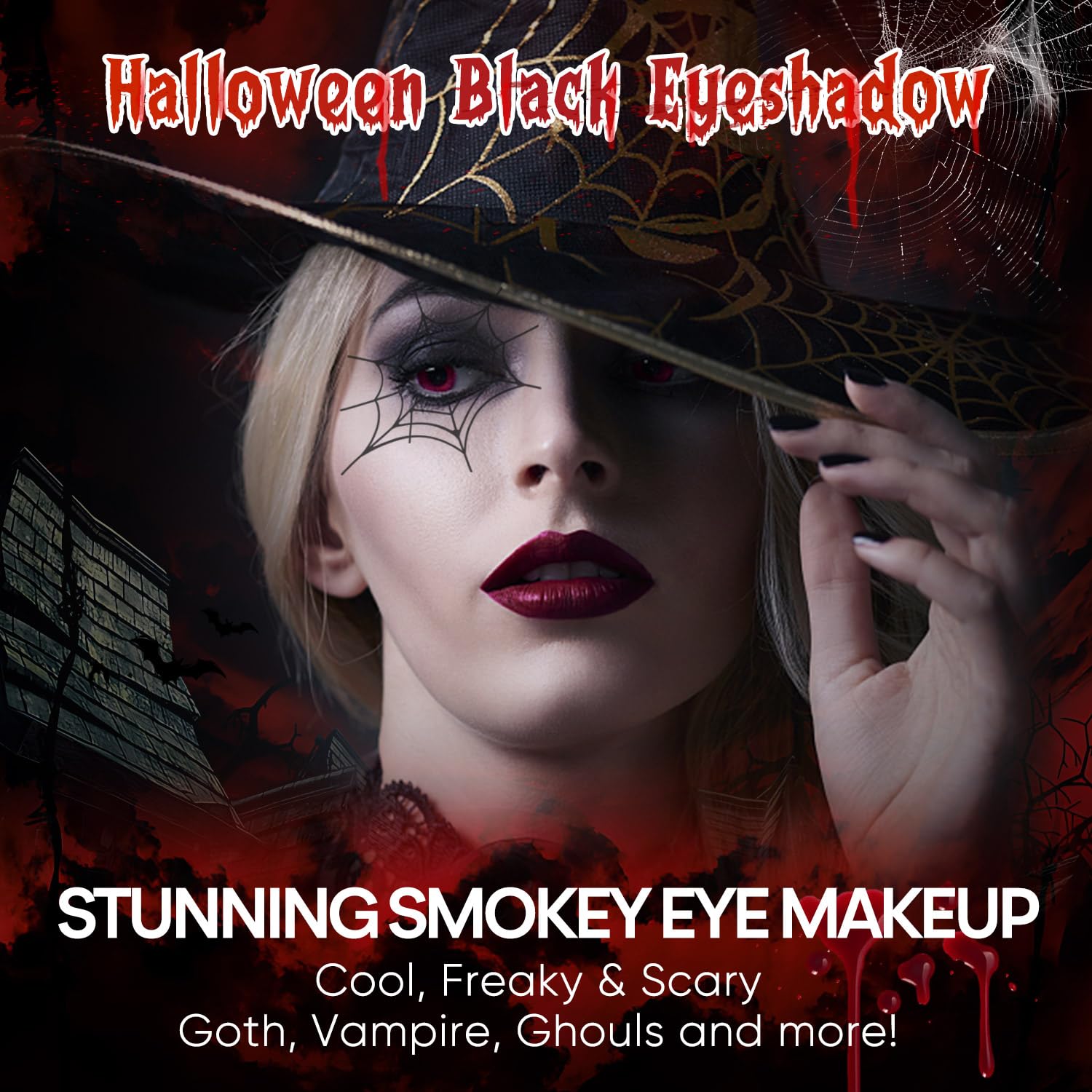 MAKI YIKA Black Grey Smokey Eyeshadow Palette, Matte Black White Gray Silver Smoky Eye Shadow, 9 Colors Black Eyeshadow Long Lasting Eye Makeup For Goth Look