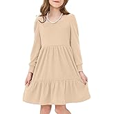 JiAmy Toddler Dress Little Girls Long Sleeve Sweater Knit Fall Winter Casual Tiered Dresses with Pocket