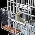 Automatic Bird Feeder for Cage, Automatic Acrylic Bird Feeder No Mess Bird Cage for Small Bird Parrots Canary Parakeet Budgerigar Crested Myna Cockatiel Lovebird (Large)