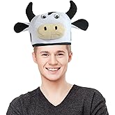 Cow Head Hat - Fun Animal Costume Headwear with Floppy Ears - Soft & Skin-Friendly - Perfect for Themed Parties & Festive Events