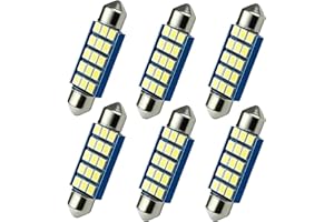 AMZAUTO 6 PCS License Plate Light Bulb 6000K White 578 LED Bulb 2835 Chipsets for LED Interior Dome Map Door Lights Car Festo