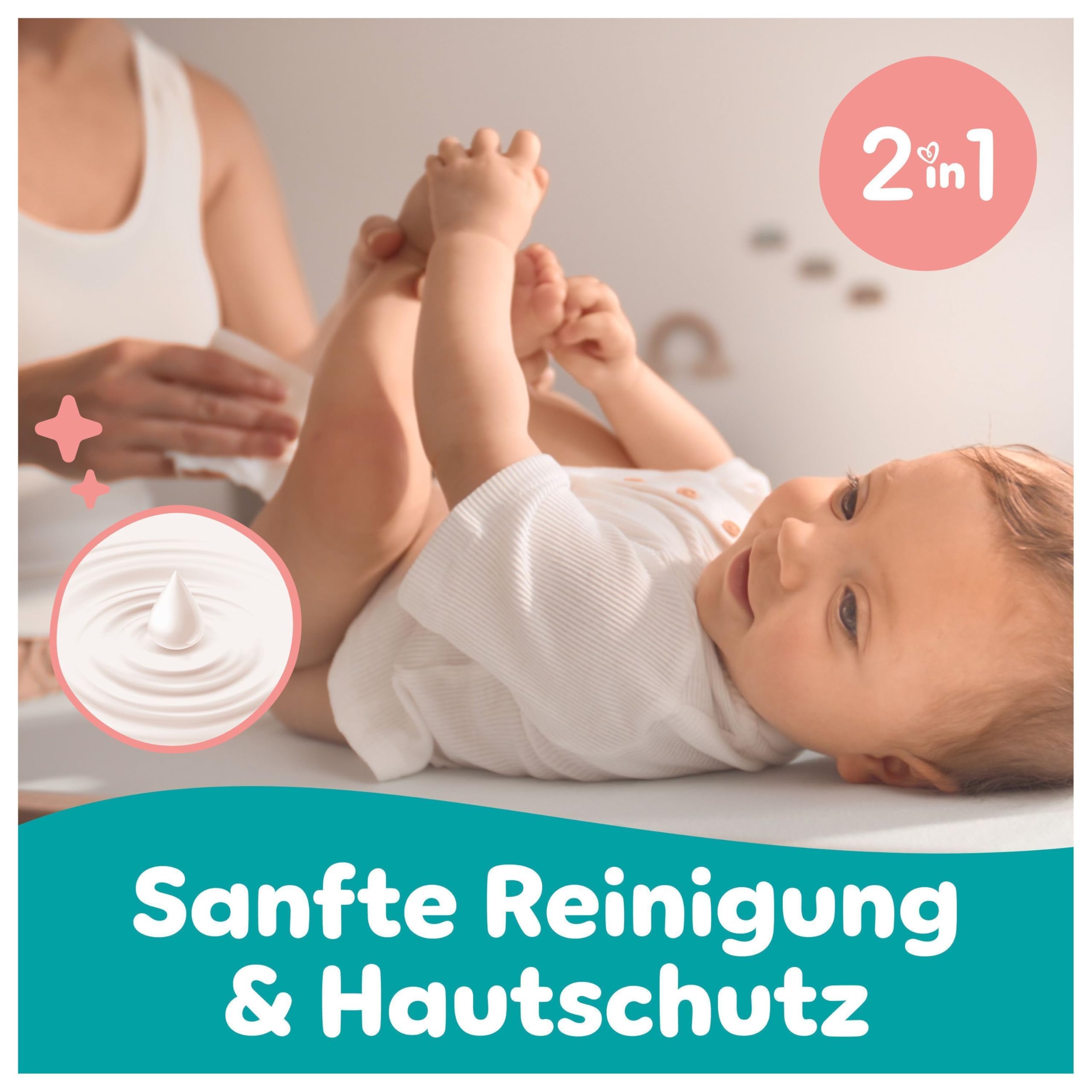 Pampers Sensitive Baby-Feuchttücher, 15 Packungen mit 80 Feuchttüchern,1200 Baby-Feuchttücher, 2-in-1 sanfte Reinigung & Hautschutz 4