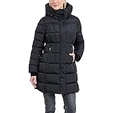 LONDON FOG womens Heavyweight Puffer With Plaid Hooded Lining
