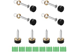 INCREWAY Pure Copper Mirror Screws Black 20Sets 10MM Simplicity Mirror Nails Decorative Cap Covers Mirror Screws Caps
