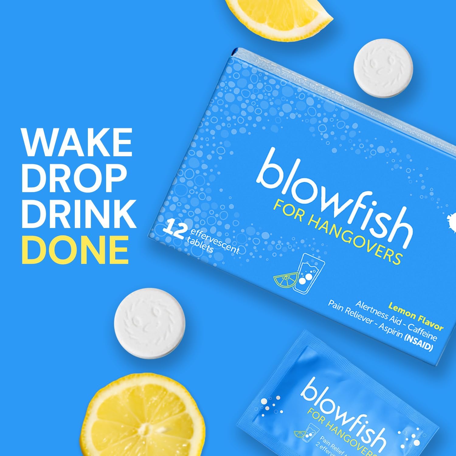Blowfish for Hangovers - Fast Hangover Relief in 15 Minutes | Headache Relief, Energy, and Hydration in One Step | Single Box
