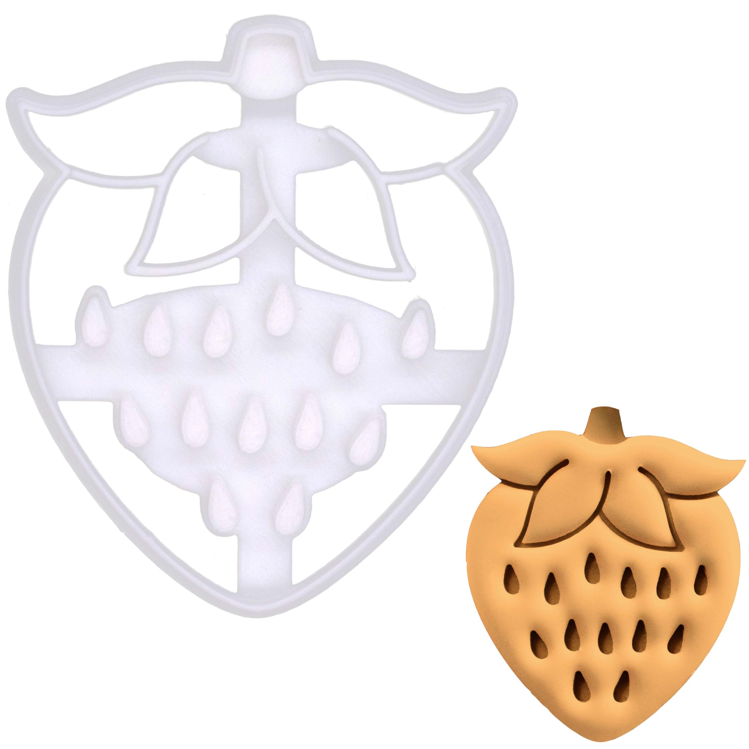 BAKERLOGY Strawberry Cookie Cutter - Detailed Biscuit Cutter Design for Baking and Crafts, Ideal on Fondant, Dough, Clay