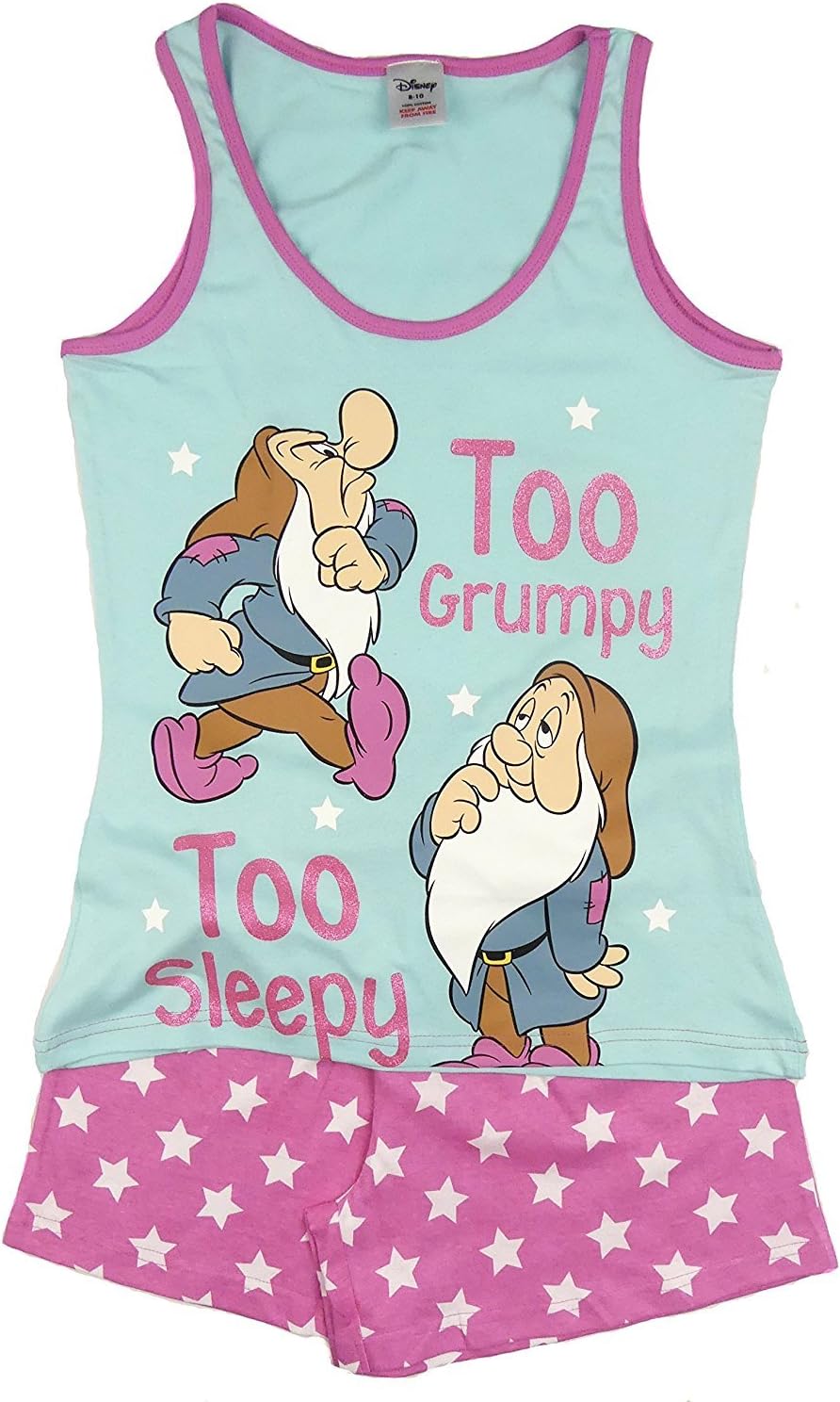 Disney's Snow White Womens Shortie Pyjamas, Too Grumpy Too Sleepy, Small