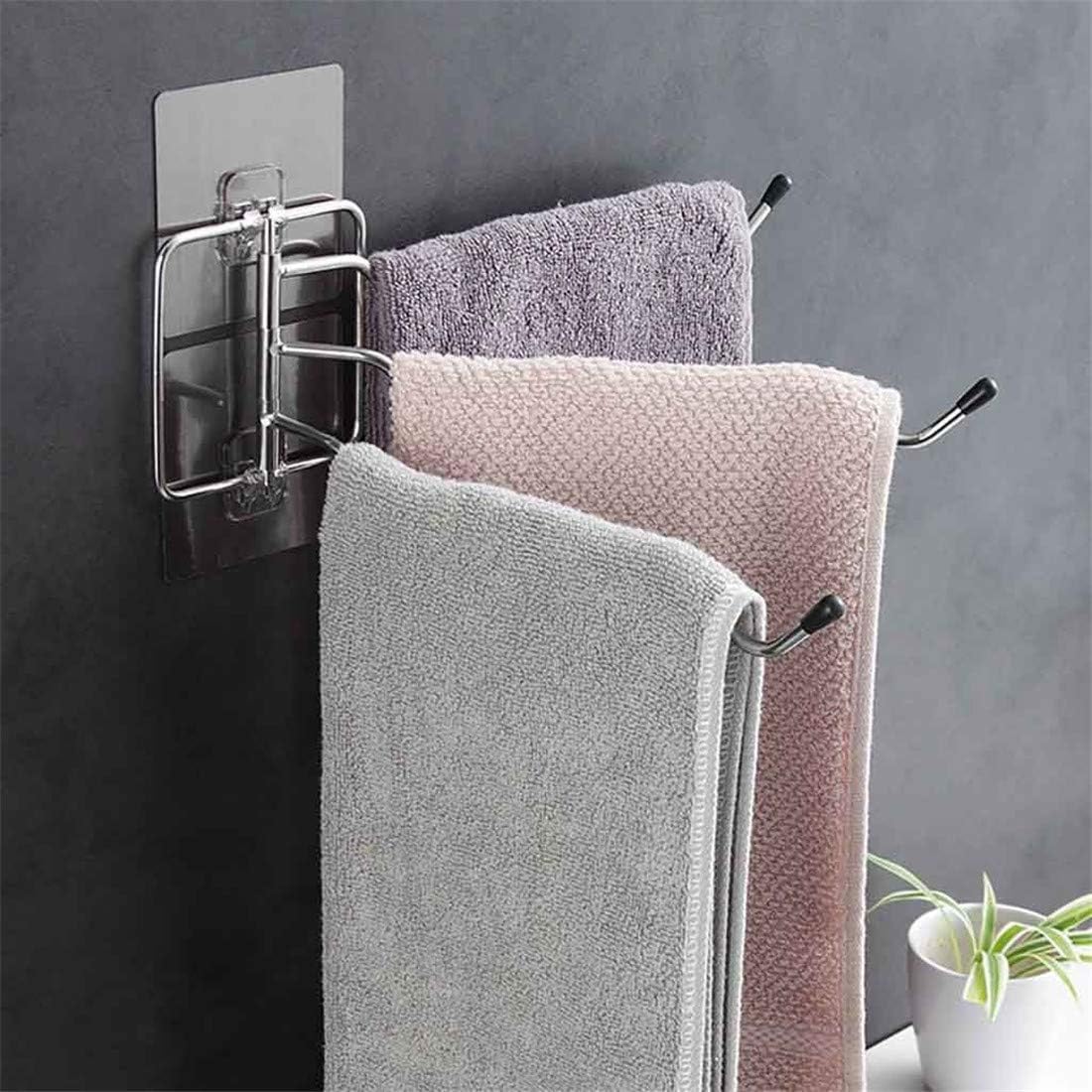 Freeby Bathroom Wall-Mounted Multi-Pole Towel Hanger 180 Degree Rotating Towel Bar Home Kitchen Bathroom Organizer Owel Rack