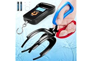 FRAMICS 2 Claw Fish Gripper with Electronic Weighing Scale, 2 Teeth Fish Grippers for Fishing Fish Grabber Strong Grip, Metal Fishing Pliers Gripper Control Clamp Waterproof Fish Grip Tackle Tools