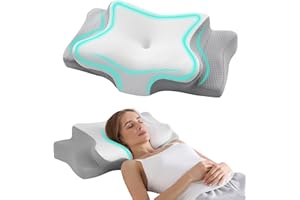 Hansleep 4.7/5.5" H Adjustable Cervical Pillow for Neck Pain, Ergonomic Memory Foam Neck Pillow for Sleeping with Pillowcase, Orthopedic Contour Neck Pillow for Side Back Stomach Sleeper, White