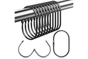 Shower Curtain Rings, 26 Pcs Black Metal Curtain Rings, Rustproof Shower Curtain Hooks Rings for Bathroom, Changing Room, Win